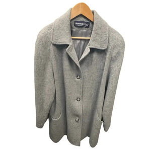 Vintage 1980's Herman Kay Wool Blend Gray Winter Jacket Peacoat Women's 16